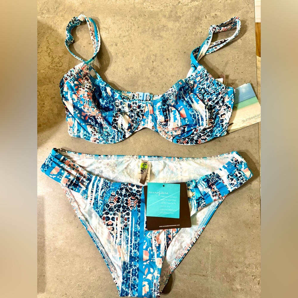 Sunseeker Australia - Miraclesuit Blue and White Patterned Bikini. NEW with tag